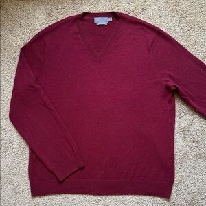 Vince 100% Cashmere Burgundy Red V Neck Sweater